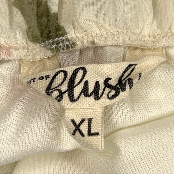 XL BLUSH BRAND DRESS OFF SHOULDER WHITE PINK FLORAL COQUETTE RUFFLE - Picture 9 of 10